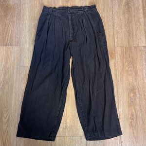 Free People‎ Black  Wide Leg Cropped trouser Pants Size 12